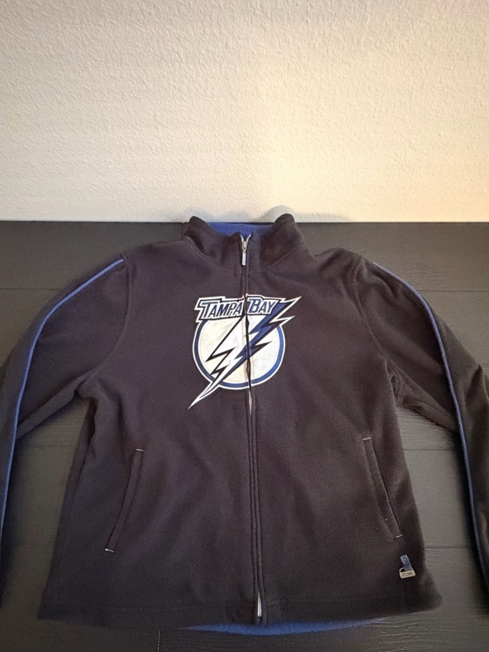Reebok Black Full-Zip Tampa Bay Lightning Fleece Jacket with Blue Trim